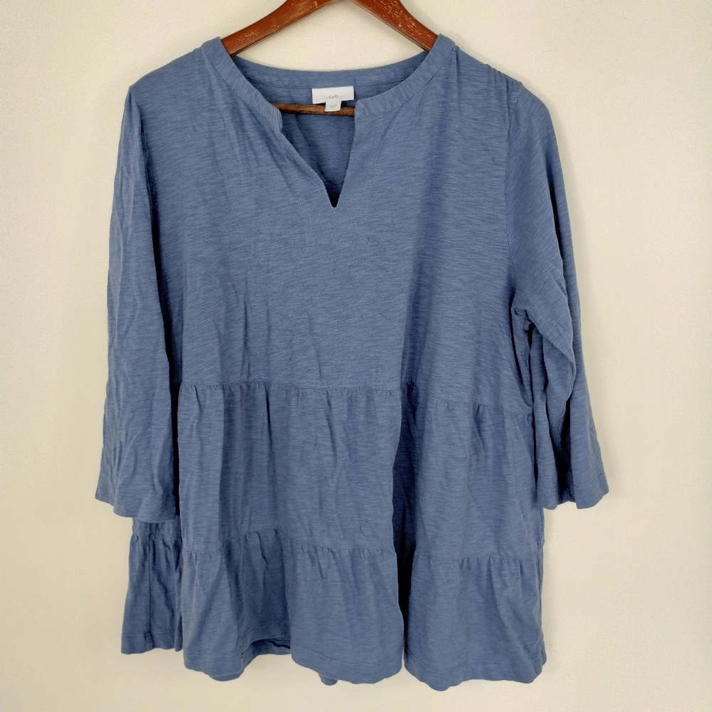 J. Jill Dusty Blue Tiered Peasant Top